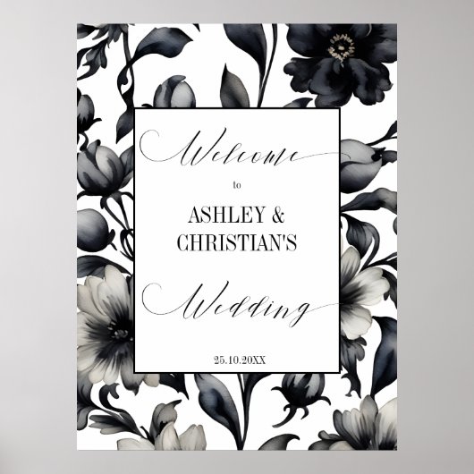 Zwart-wit elegant huwelijksonthaal poster (Voorkant)