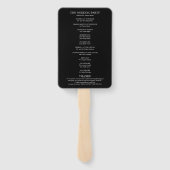 Zwart-wit Elegant huwelijksprogramma Handwaaier (Achterkant)