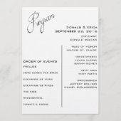 Zwart-wit Elegant huwelijksprogramma Programmakaart (Voorkant)