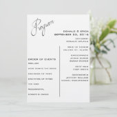 Zwart-wit Elegant huwelijksprogramma Programmakaart (Staand voorkant)