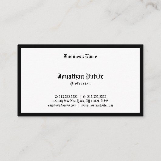 Zwart-wit elegant kalligrafiescript rendy visitekaartje (Achterkant)