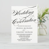 Zwart-wit elegant kalligrafiescript Weddenschap Kaart (Staand voorkant)