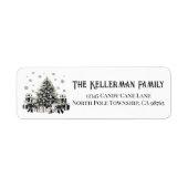 Zwart Wit Elegant Kerst Retouradres Etiket (Voorkant)