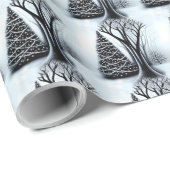 Zwart-wit elegant kerstboompatroon cadeaupapier (Rol Hoek)