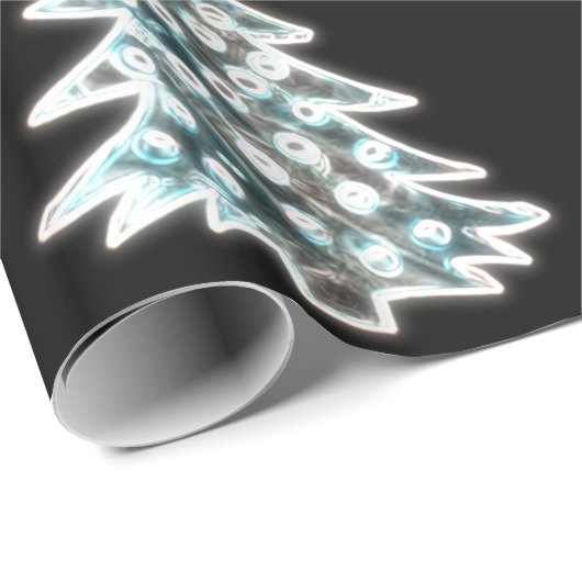 Zwart-wit elegant kerstboompatroon cadeaupapier (Rol Hoek)