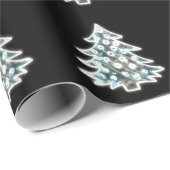 Zwart-wit elegant kerstboompatroon cadeaupapier (Rol Hoek)