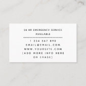 Zwart-wit Elegant Key Logo Slotenmaker Service Visitekaartje (Achterkant)