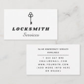 Zwart-wit Elegant Key Logo Slotenmaker Service Visitekaartje (Voorkant / Achterkant)