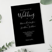 Zwart Wit Elegant Klassiek Modern Minimal Wedding Kaart