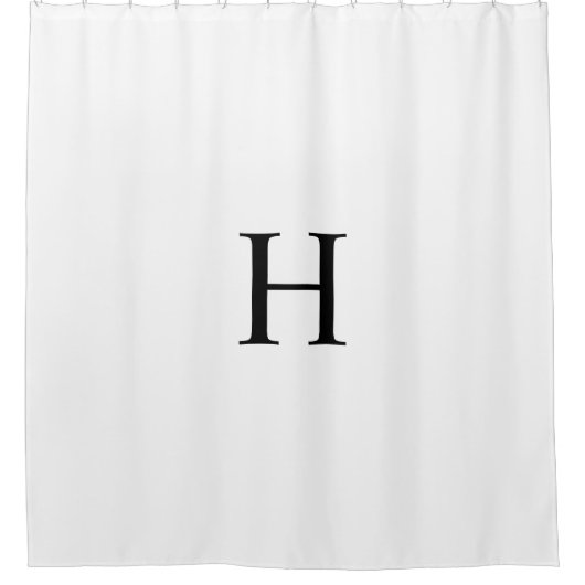 Zwart Wit Elegant Klassiek Monogram Douchegordijn (Voorkant)