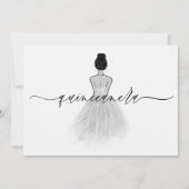 Zwart-wit Elegant  Klassieke Quinceanera Kaart (Voorkant)