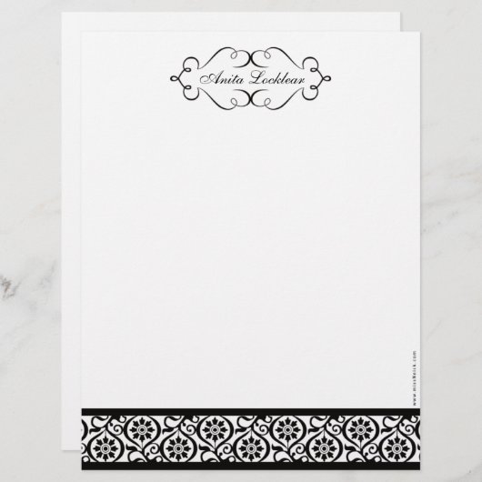 Zwart-wit Elegant Letterhead (Voorkant / Achterkant)