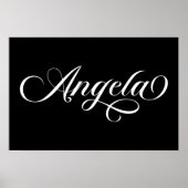 Zwart-wit Elegant Lettering Angela Poster (Voorkant)