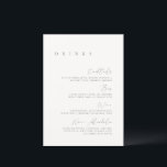 Zwart & Wit Elegant Minimaal Huwelijksdrankmenu Menu<br><div class="desc">Het ontwerp bevat een handgeschreven lettertype en een modern minimalistisch ontwerp. Ontworpen om te coördineren met de «SERENA» Huwelijksuitnodiging Collectie. Om details te wijzigen, klik op «Personaliseer». Om de tekst te verplaatsen of de grootte, het lettertype of de kleur te wijzigen, klik op «Klik om verder aan te passen» Het....</div>