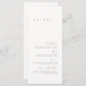 Zwart & Wit Elegant Minimaal Huwelijksdrankmenu Menu (Voorkant / Achterkant)