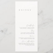Zwart & Wit Elegant Minimaal Huwelijksdrankmenu Menu (Voorkant)
