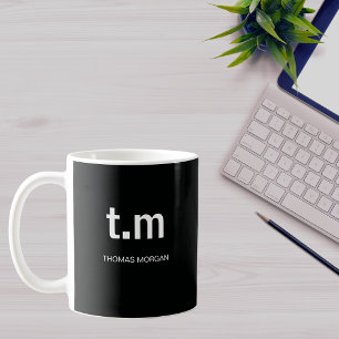 Zwart & Wit Elegant Minimaal Monogram Koffie Koffiemok