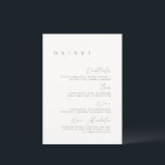Zwart-wit Elegant Minimal Wedding Drink Menu<br><div class="desc">Het ontwerp is voorzien van een handgeschreven lettertype en een modern, minimalistisch ontwerp. Ontworpen om te coördineren met voor het Collectie van de Uitnodiging van de Weddenschap "SERENA". Klik op "Personaliseren" als je details wilt wijzigen. Om de tekst te verplaatsen of de grootte, de doopvont, of de kleur te veranderen,...</div>