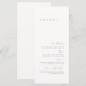 Zwart-wit Elegant Minimal Wedding Drink Menu (Voorkant / Achterkant)