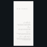Zwart-wit Elegant Minimal Wedding Drink Menu<br><div class="desc">Het ontwerp is voorzien van een handgeschreven lettertype en een modern, minimalistisch ontwerp. Ontworpen om te coördineren met voor het Collectie van de Uitnodiging van de Weddenschap "SERENA". Klik op "Personaliseren" als je details wilt wijzigen. Om de tekst te verplaatsen of de grootte, de doopvont, of de kleur te veranderen,...</div>