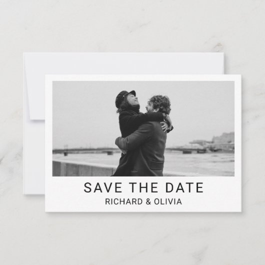 Zwart Wit Elegant Minimalist Save The Date Kaart (Voorkant)