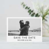 Zwart Wit Elegant Minimalist Save The Date Kaart (Staand voorkant)