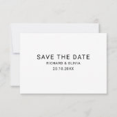 Zwart Wit Elegant Minimalist Save The Date Kaart (Achterkant)