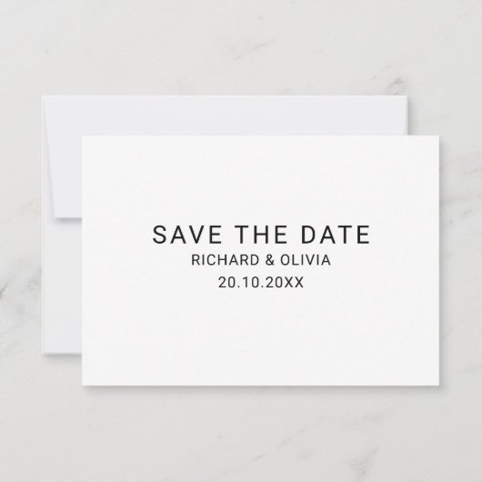 Zwart Wit Elegant Minimalist Save The Date Kaart (Achterkant)