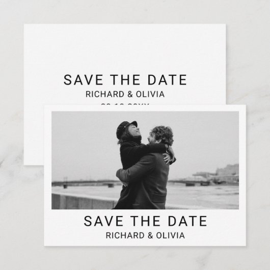 Zwart Wit Elegant Minimalist Save The Date Kaart (Voorkant / Achterkant)
