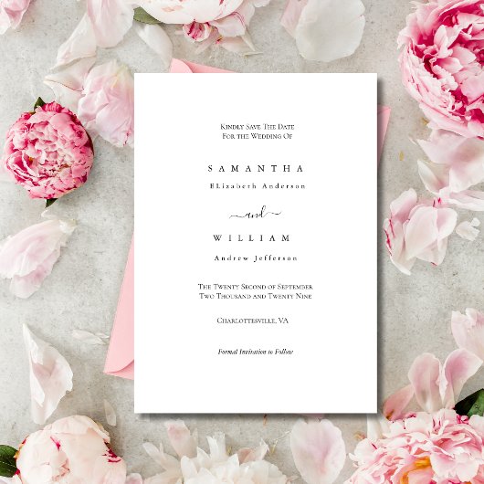 Zwart Wit Elegant Minimalistisch Eenvoudig Traditi Save The Date