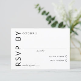 Zwart-wit Elegant Minimalistisch Modern Bruiloft RSVP Kaartje
