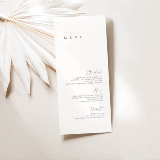 Zwart & Wit Elegant Minimalistisch Trouwfeest Plat Menu