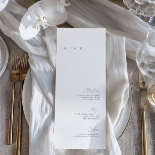 Zwart & Wit Elegant Minimalistisch Trouwfeest Plat Menu