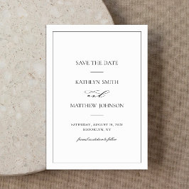 Zwart-wit Elegant Minimalistische Border Bruiloft Save The Date