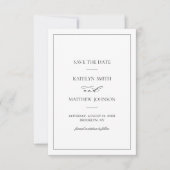 Zwart-wit Elegant Minimalistische Border Bruiloft Save The Date (Voorkant)
