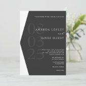 Zwart & Wit Elegant Minimalistische Bruiloft Kaart (Staand voorkant)