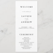 Zwart & Wit Elegant Minimalistische Bruiloft Programmakaart (Voorkant)