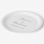 Zwart-wit Elegant Modern Eenvoudig Bruiloft Papieren Bordje (Gekanteld)