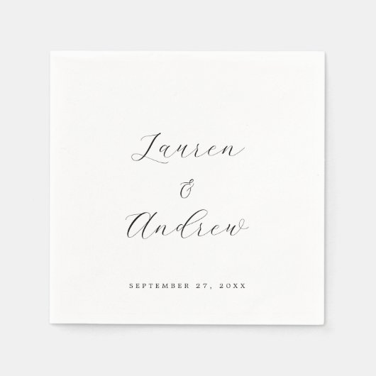 Zwart-wit Elegant Modern Eenvoudig Bruiloft Servet (Voorkant)