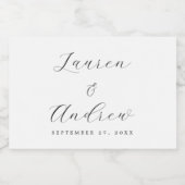 Zwart-wit Elegant Modern Eenvoudig Bruiloft Sparkling Wijnetiket (Enkel label)