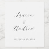 Zwart-wit Elegant Modern Eenvoudig Bruiloft Wijn Etiket (Enkel label)