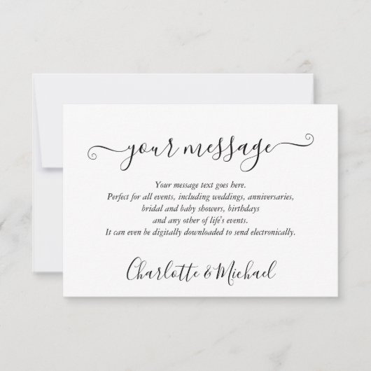 Zwart-wit Elegant Modern Event Message Kaart (Voorkant)