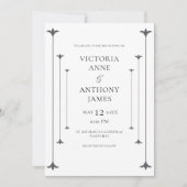 Zwart & Wit Elegant Modern Huwelijk Kaart (Voorkant)