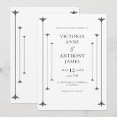 Zwart & Wit Elegant Modern Huwelijk Kaart (Voorkant / Achterkant)