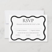 Zwart & Wit Elegant Modern Minimal Wavy Lijst RSVP Kaartje (Voorkant)