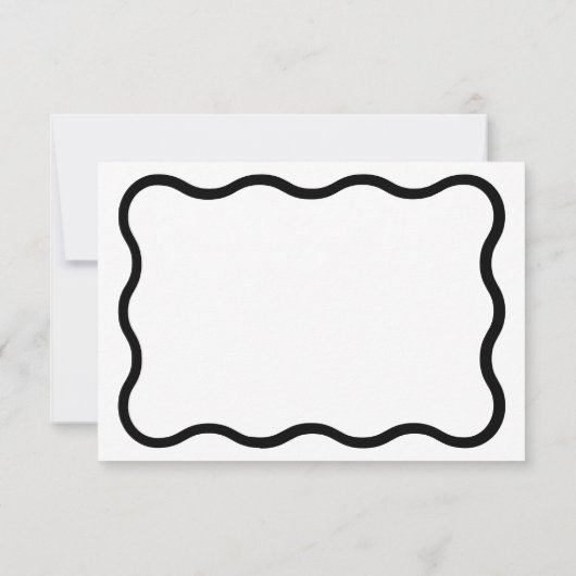 Zwart & Wit Elegant Modern Minimal Wavy Lijst RSVP Kaartje (Achterkant)
