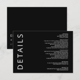 Zwart-wit Elegant Modern Minimalist Weddenschap Informatiekaartje
