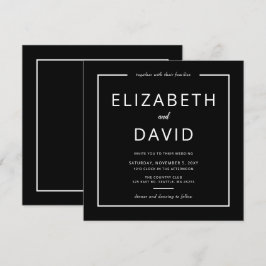 Zwart-wit Elegant Modern Minimalist Weddenschap Kaart