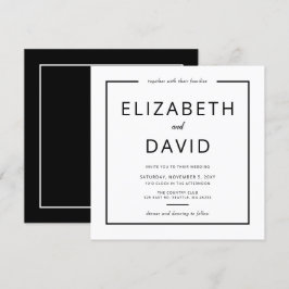 Zwart-wit Elegant Modern Minimalist Weddenschap Kaart