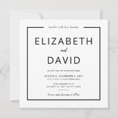 Zwart-wit Elegant Modern Minimalist Weddenschap Kaart (Voorkant)